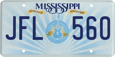 MS license plate JFL560
