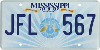MS license plate JFL567