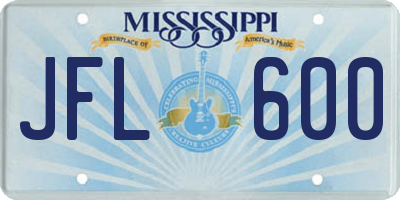 MS license plate JFL600