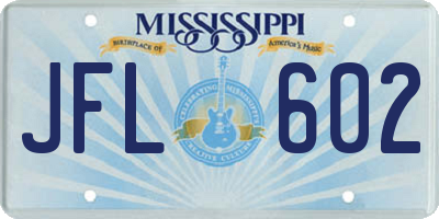 MS license plate JFL602