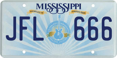 MS license plate JFL666