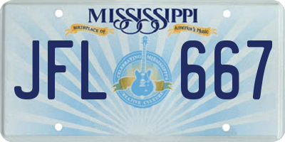 MS license plate JFL667