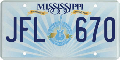 MS license plate JFL670