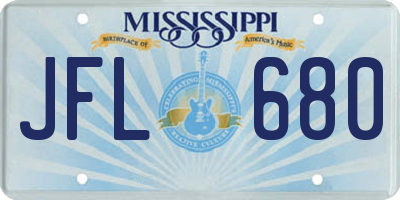 MS license plate JFL680