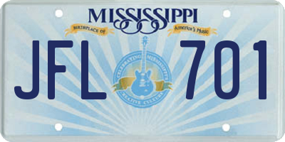 MS license plate JFL701