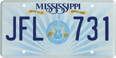MS license plate JFL731