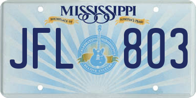 MS license plate JFL803