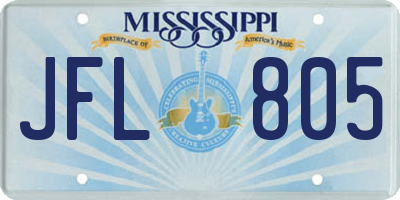 MS license plate JFL805