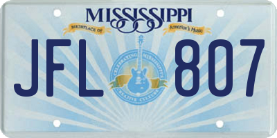 MS license plate JFL807