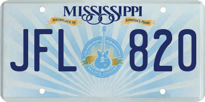 MS license plate JFL820