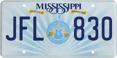 MS license plate JFL830