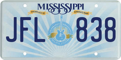 MS license plate JFL838