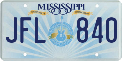 MS license plate JFL840