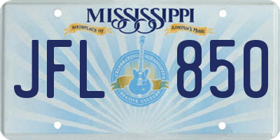 MS license plate JFL850