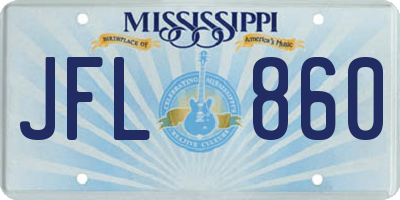 MS license plate JFL860