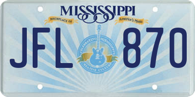 MS license plate JFL870
