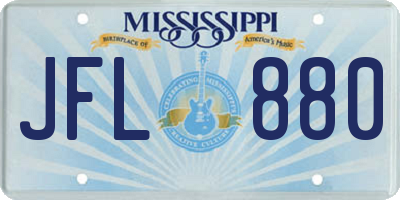 MS license plate JFL880