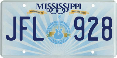 MS license plate JFL928