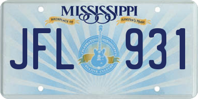 MS license plate JFL931