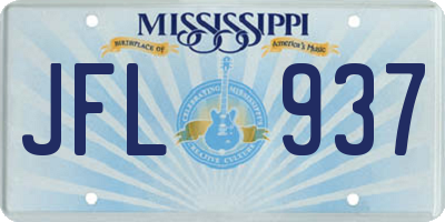 MS license plate JFL937