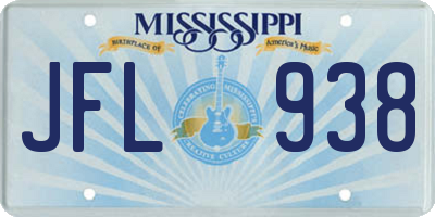 MS license plate JFL938