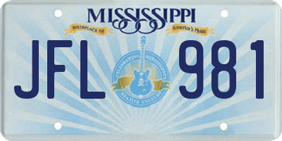 MS license plate JFL981