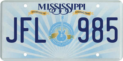 MS license plate JFL985