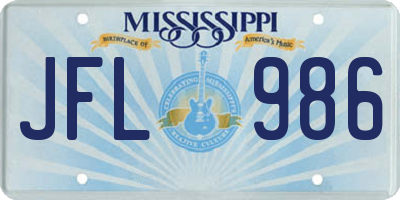 MS license plate JFL986
