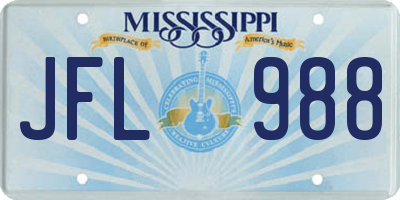 MS license plate JFL988