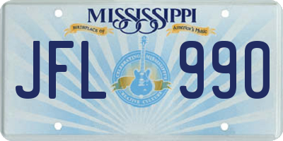 MS license plate JFL990