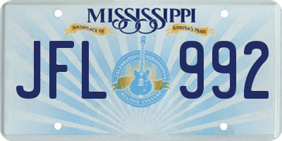 MS license plate JFL992