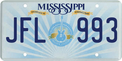 MS license plate JFL993