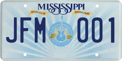 MS license plate JFM001