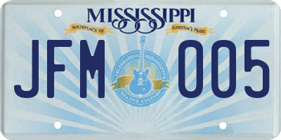 MS license plate JFM005