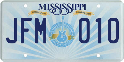 MS license plate JFM010