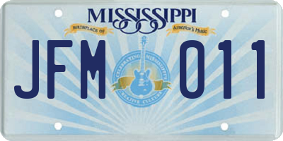 MS license plate JFM011