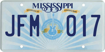 MS license plate JFM017