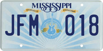 MS license plate JFM018