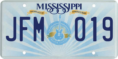 MS license plate JFM019