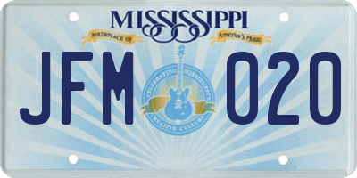 MS license plate JFM020