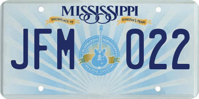 MS license plate JFM022