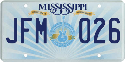 MS license plate JFM026