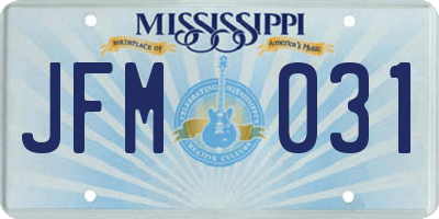 MS license plate JFM031