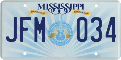 MS license plate JFM034