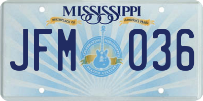 MS license plate JFM036
