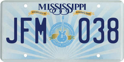 MS license plate JFM038