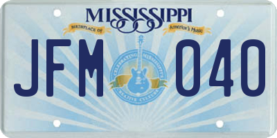 MS license plate JFM040