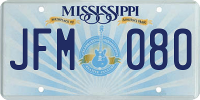 MS license plate JFM080