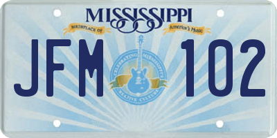 MS license plate JFM102
