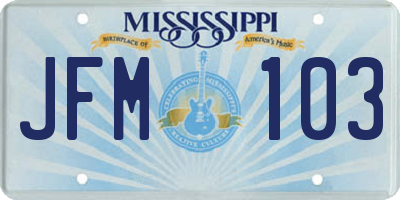 MS license plate JFM103